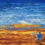 Gerhard Knell Landschaftsvisionen Landschaft Malerei Kunst Gemälde Acryl figürlich realistisch Großformatige Acrylmalerei Editionen Fine Art Prints blau orange Maler Staffelei